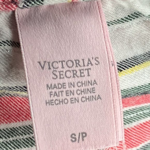 Victoria's Secret Small S White Red Plaid Flannel Classic Pajama Set 2 Piece - Picture 5 of 6